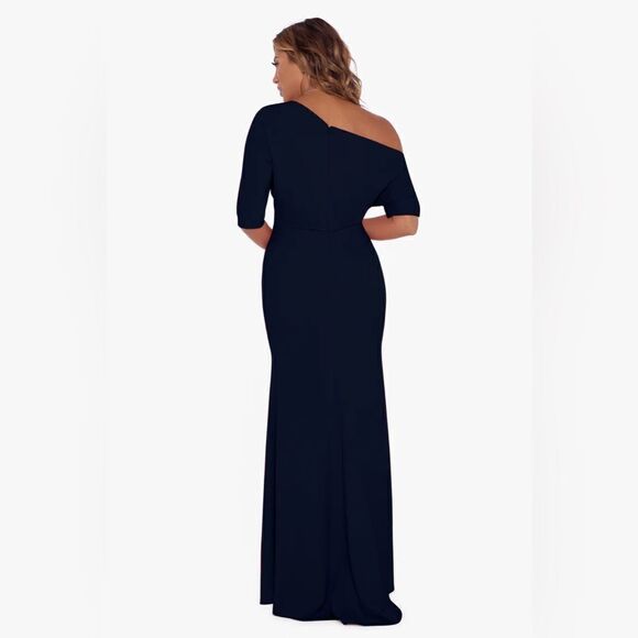 Betsy & Adam NWT “MADELINE" LONG SCUBA CREPE OFF THE SHOULDER DROP DRESS - Picture 3 of 5